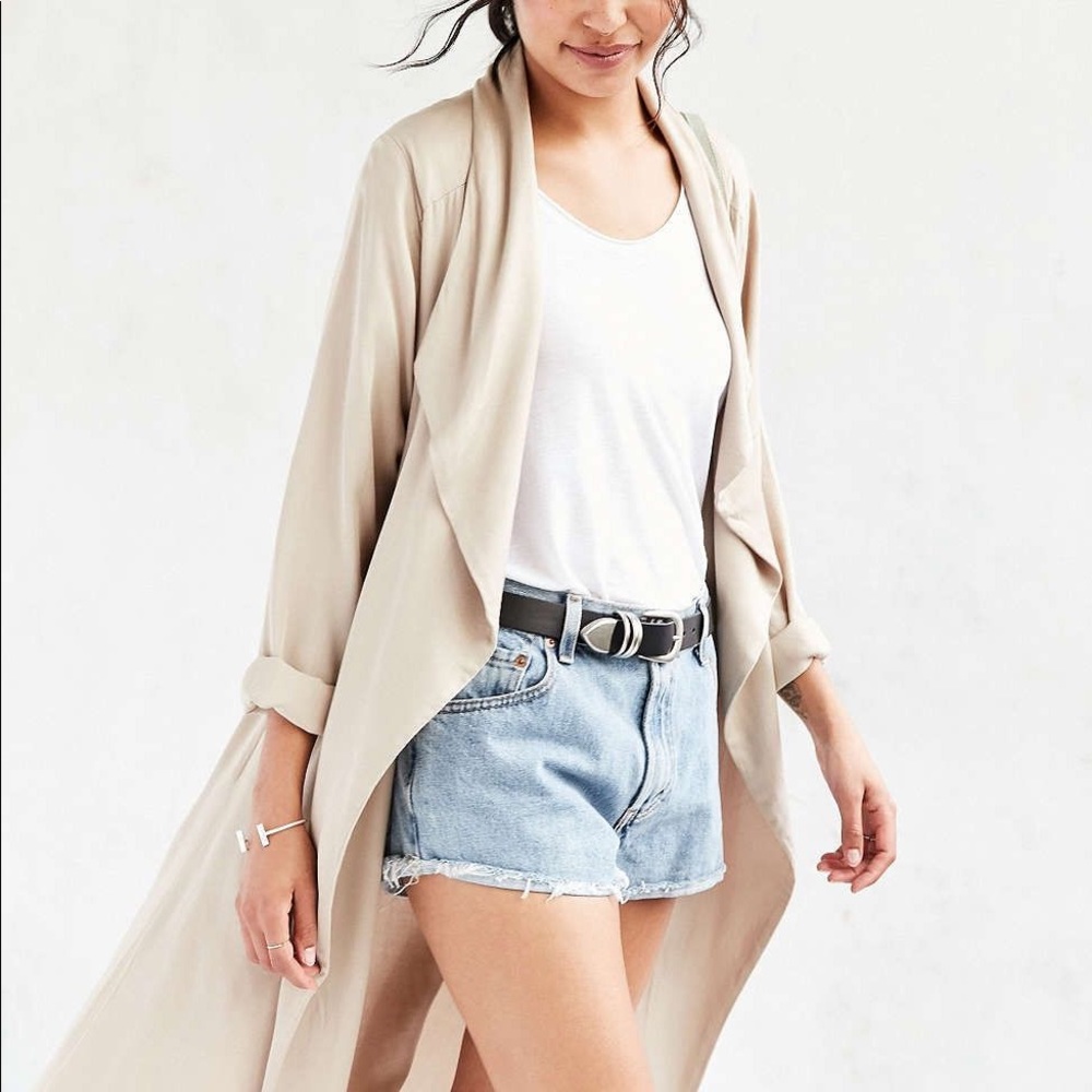 Silence + Noise Drapey Midi Duster Coat Beige XS